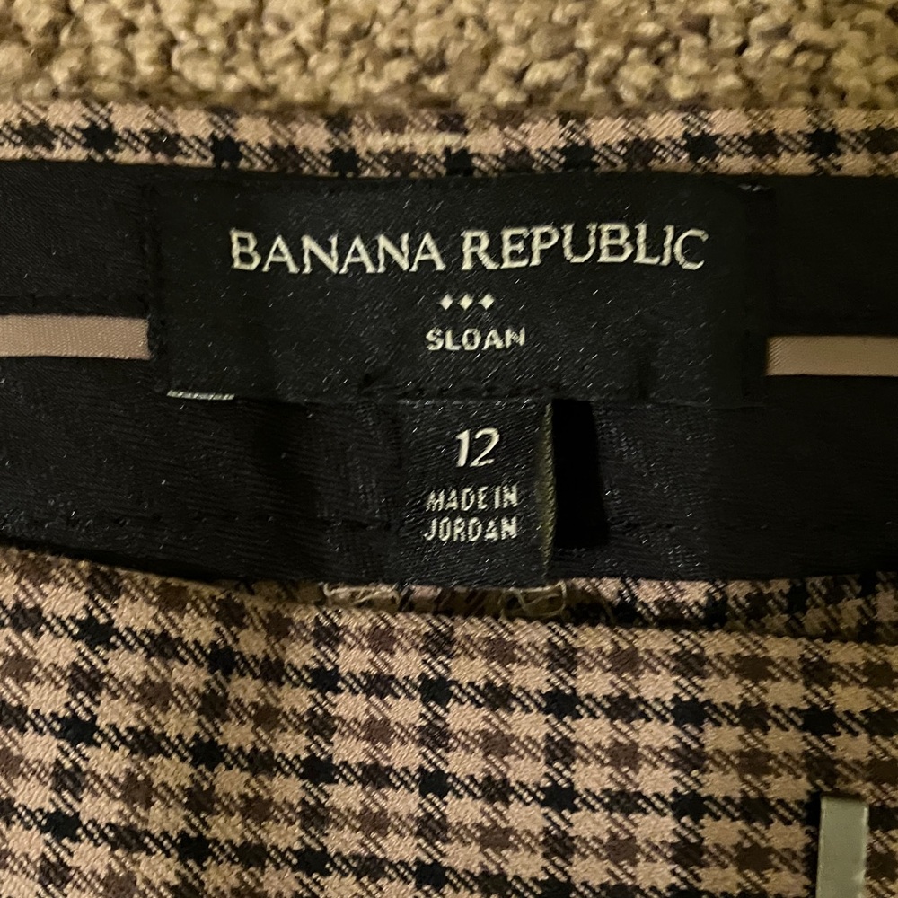 Banana Republic Black, Brown, & Tan Checkered Pants. Sloan. Size 12. NICE! NWT - Picture 3 of 8